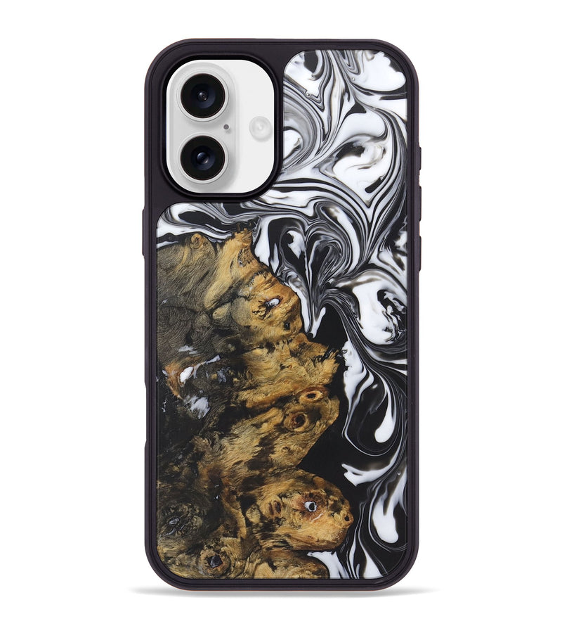 iPhone 16 Plus Wood+Resin Phone Case - Abram (Black & White, 722191)