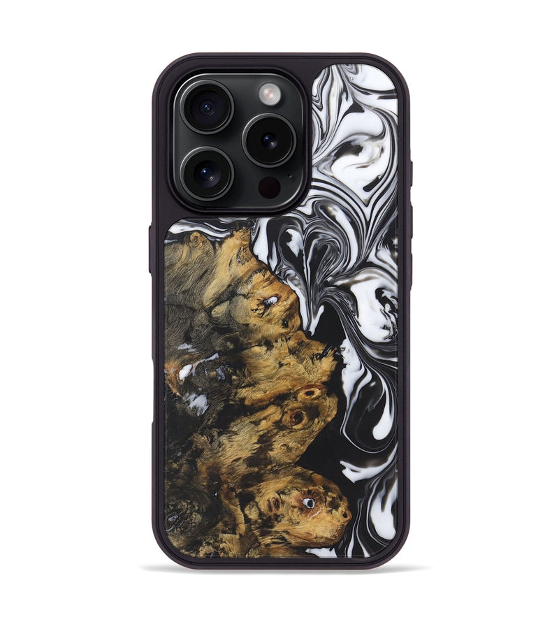 iPhone 16 Pro Wood+Resin Phone Case - Abram (Black & White, 722191)