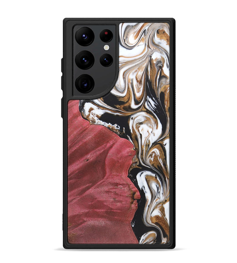 Galaxy S22 Ultra Wood+Resin Phone Case - Ainsley (Black & White, 722192)