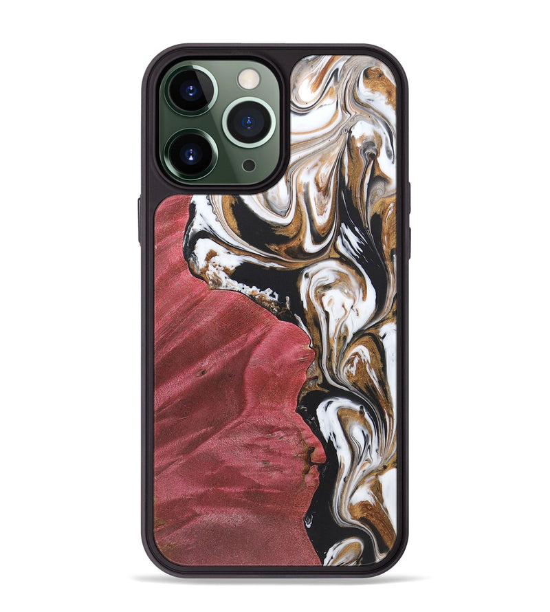 iPhone 13 Pro Max Wood+Resin Phone Case - Ainsley (Black & White, 722192)