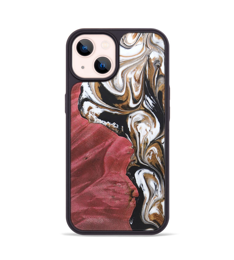 iPhone 14 Wood+Resin Phone Case - Ainsley (Black & White, 722192)