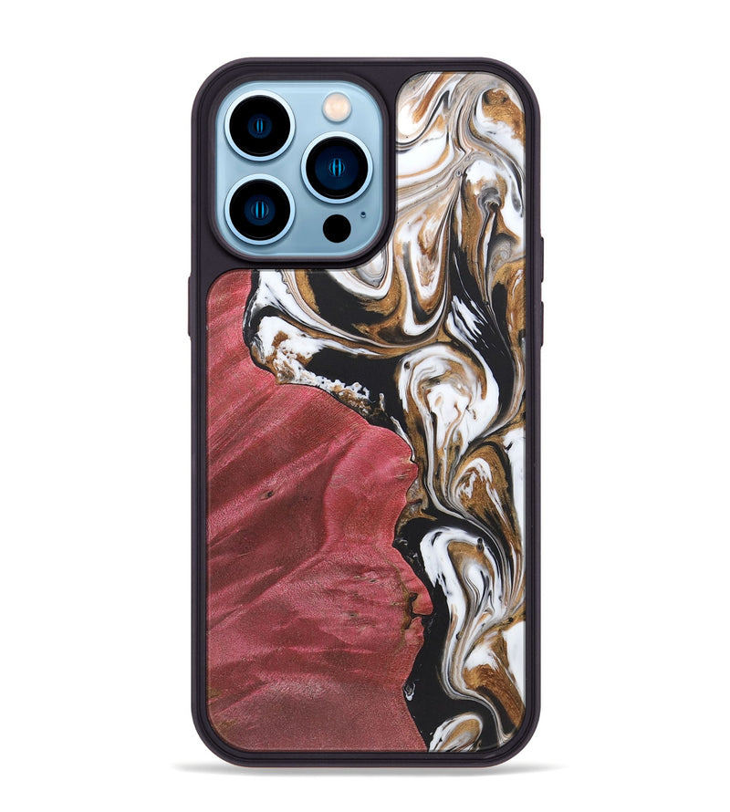 iPhone 14 Pro Max Wood+Resin Phone Case - Ainsley (Black & White, 722192)