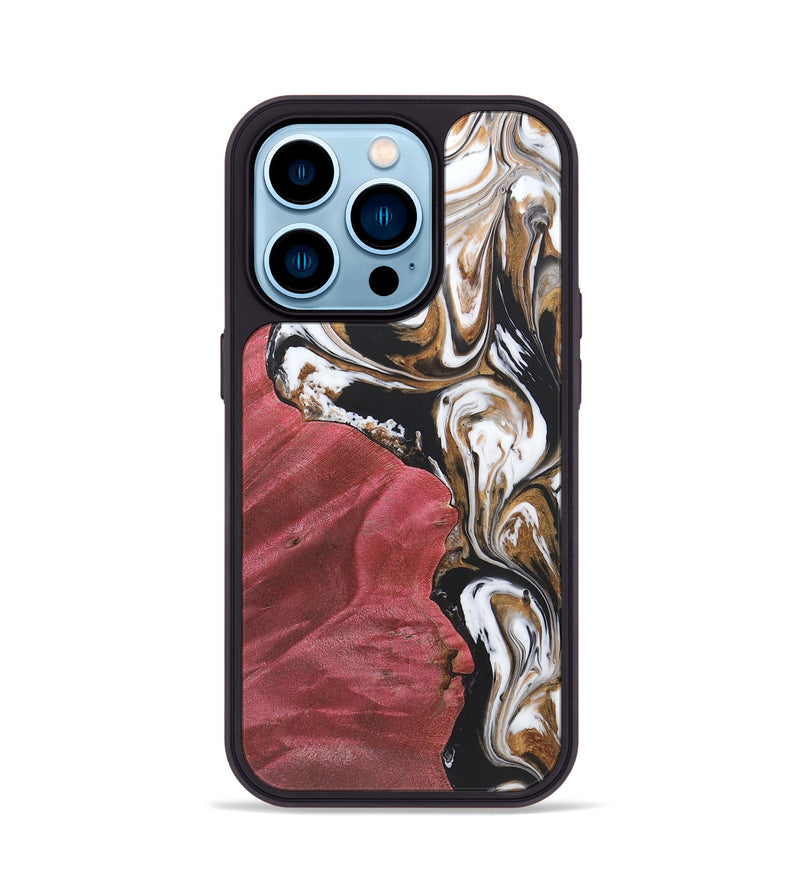 iPhone 14 Pro Wood+Resin Phone Case - Ainsley (Black & White, 722192)