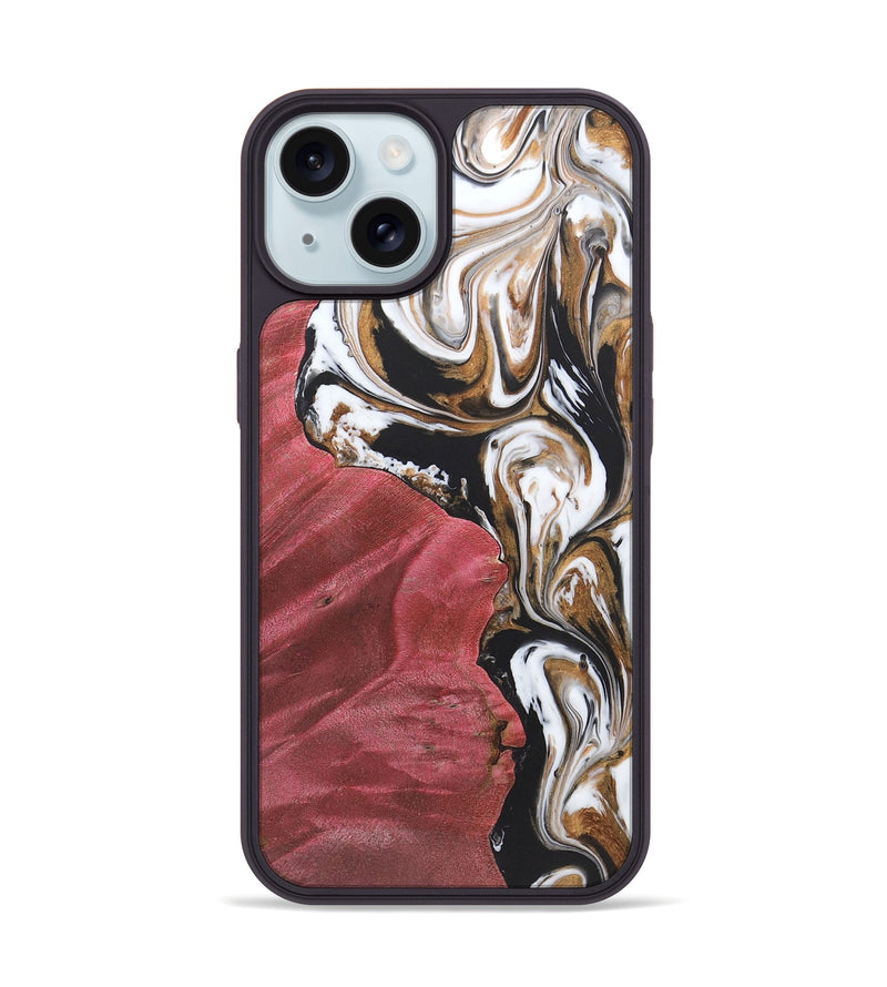 iPhone 15 Wood+Resin Phone Case - Ainsley (Black & White, 722192)