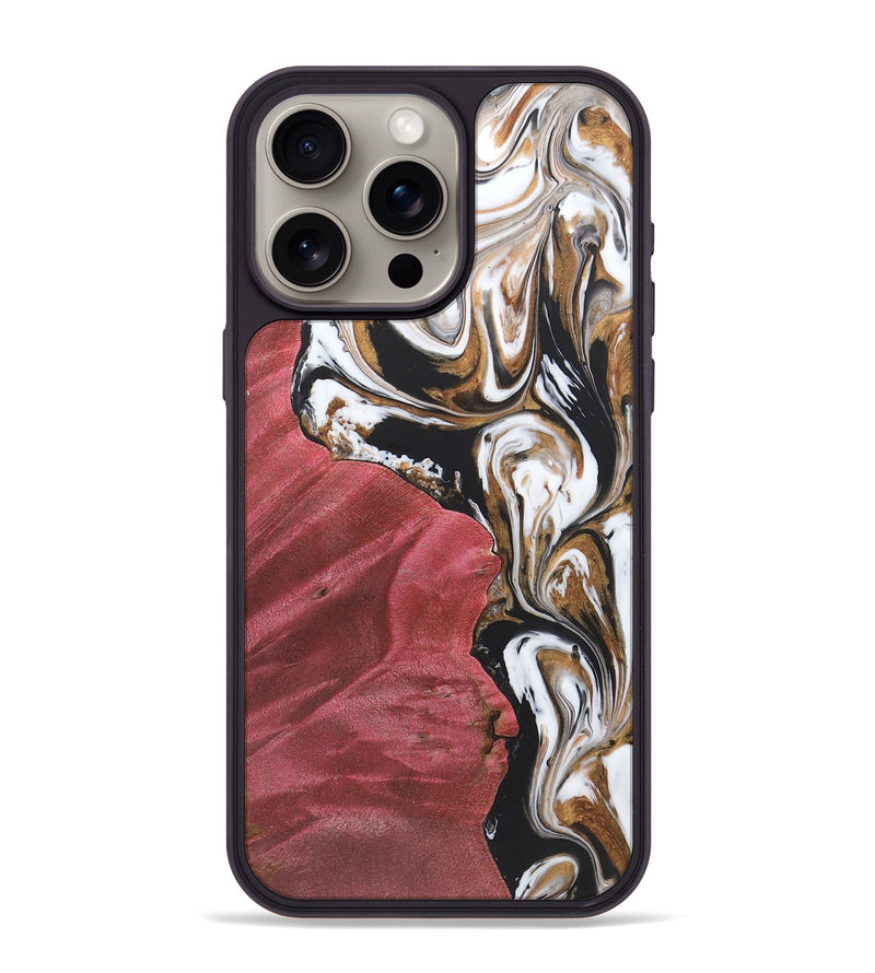 iPhone 15 Pro Max Wood+Resin Phone Case - Ainsley (Black & White, 722192)