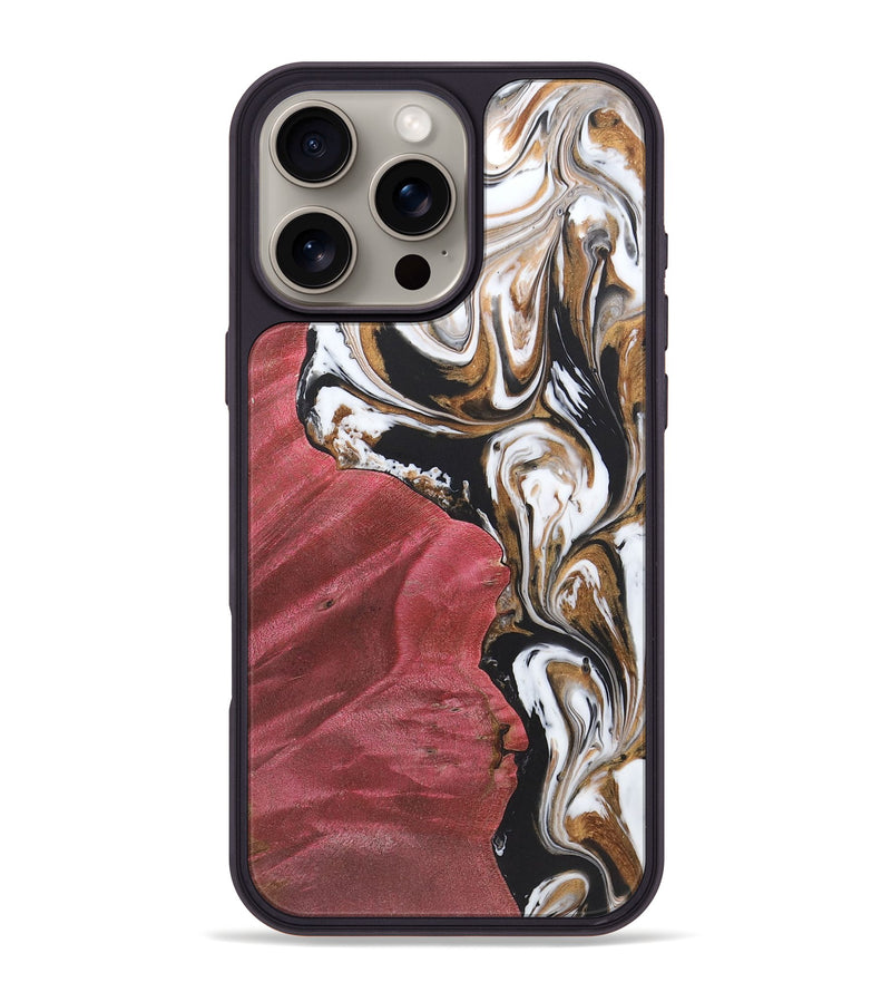 iPhone 16 Pro Max Wood+Resin Phone Case - Ainsley (Black & White, 722192)