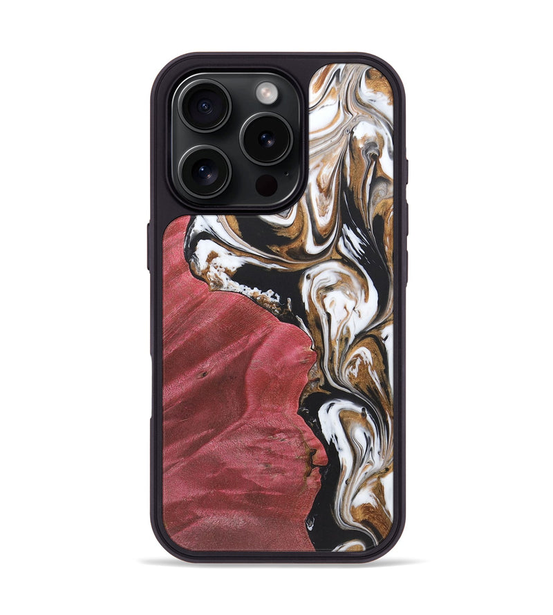 iPhone 16 Pro Wood+Resin Phone Case - Ainsley (Black & White, 722192)