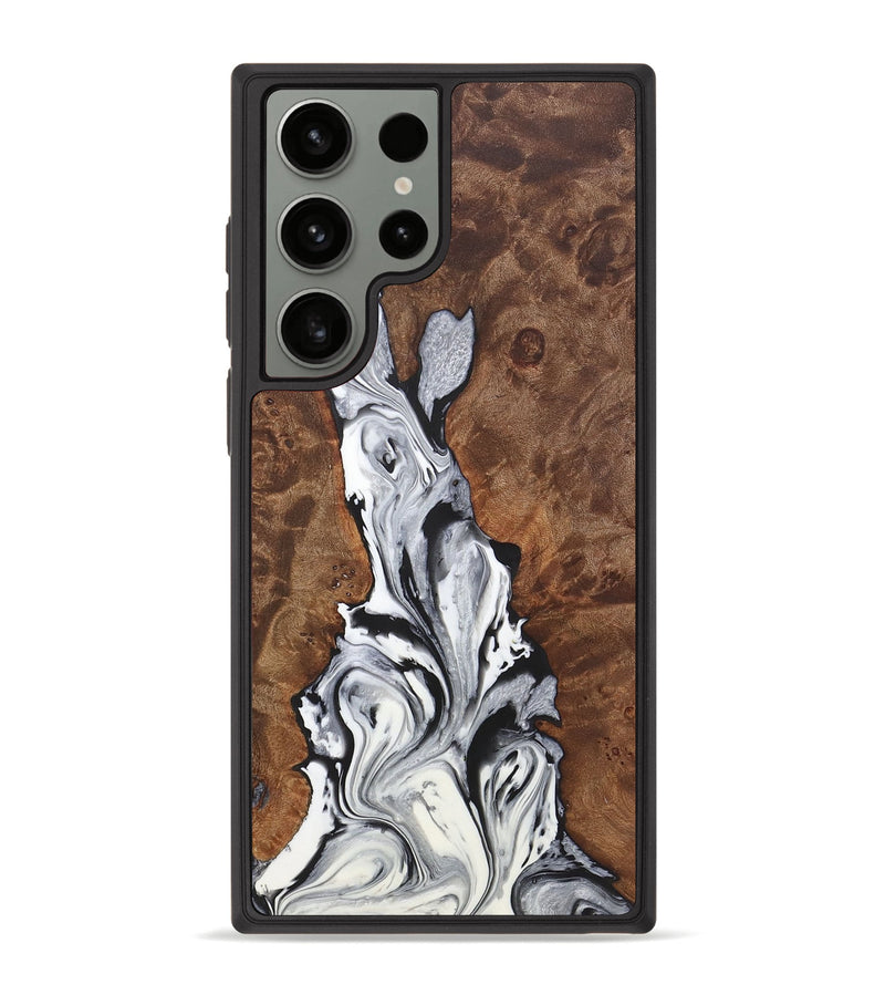 Galaxy S23 Ultra Wood+Resin Phone Case - Trisha (Black & White, 722193)