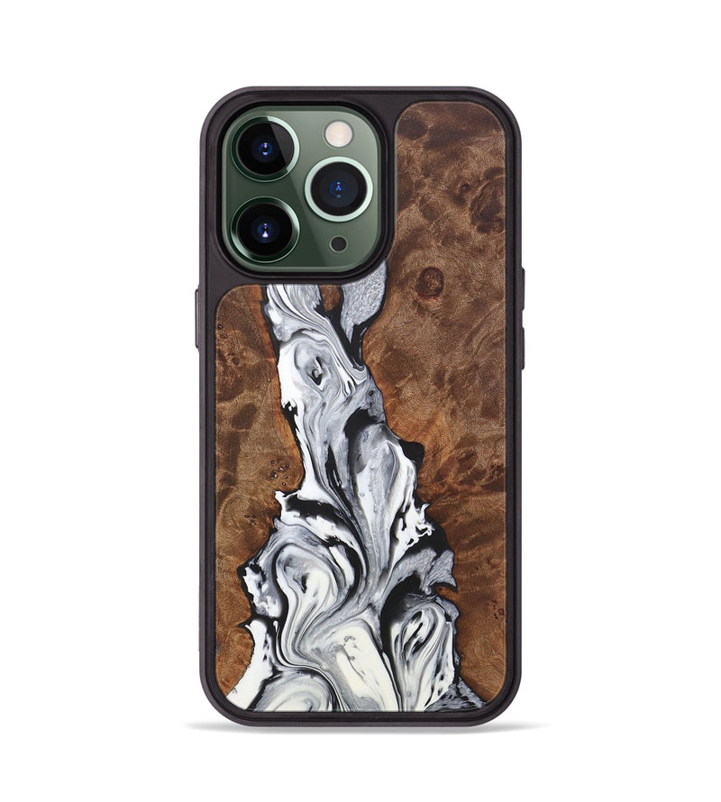 iPhone 13 Pro Wood+Resin Phone Case - Trisha (Black & White, 722193)