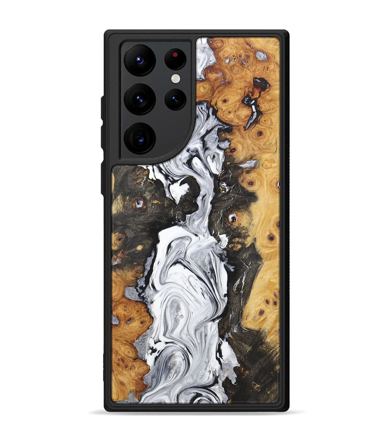 Galaxy S22 Ultra Wood+Resin Phone Case - Eunice (Black & White, 722194)