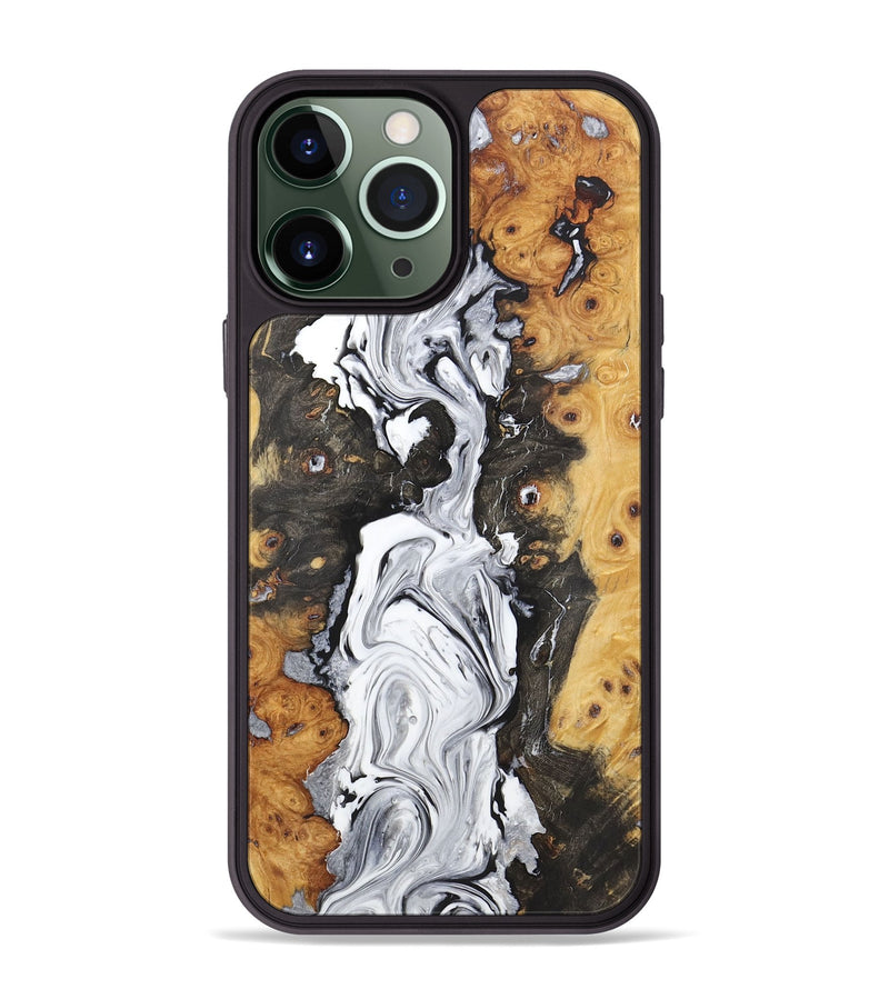 iPhone 13 Pro Max Wood+Resin Phone Case - Eunice (Black & White, 722194)