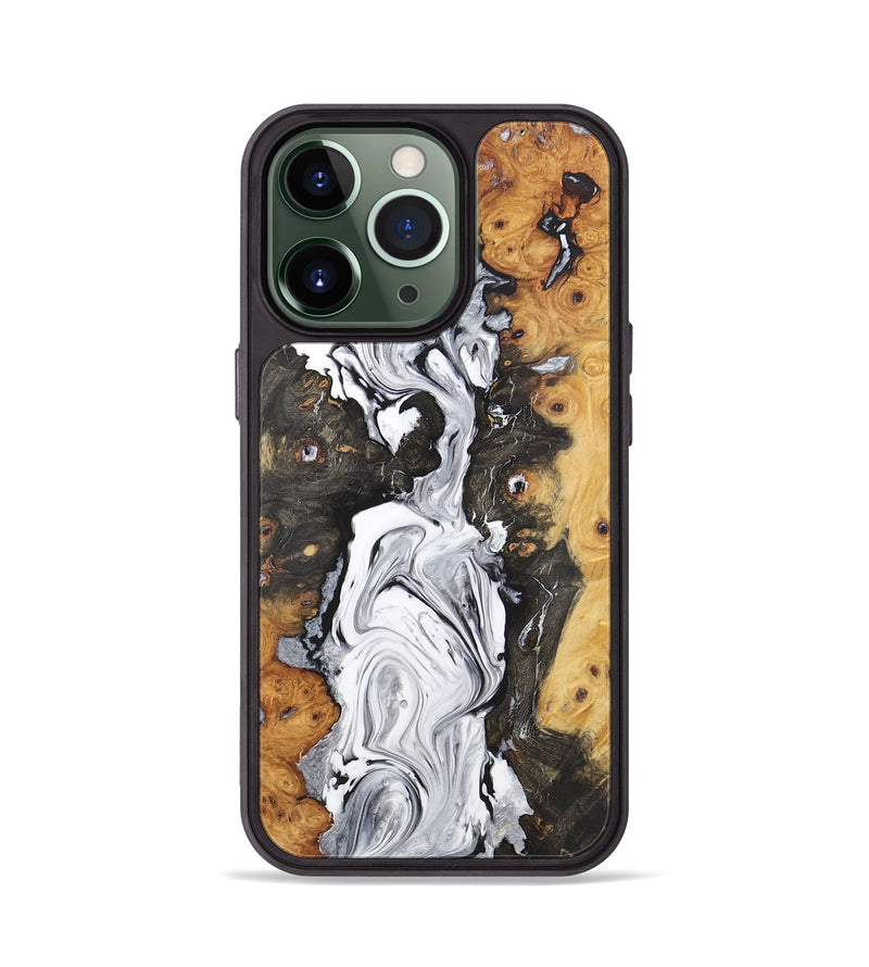 iPhone 13 Pro Wood+Resin Phone Case - Eunice (Black & White, 722194)