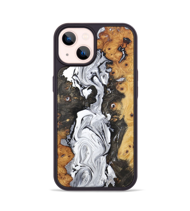 iPhone 14 Wood+Resin Phone Case - Eunice (Black & White, 722194)