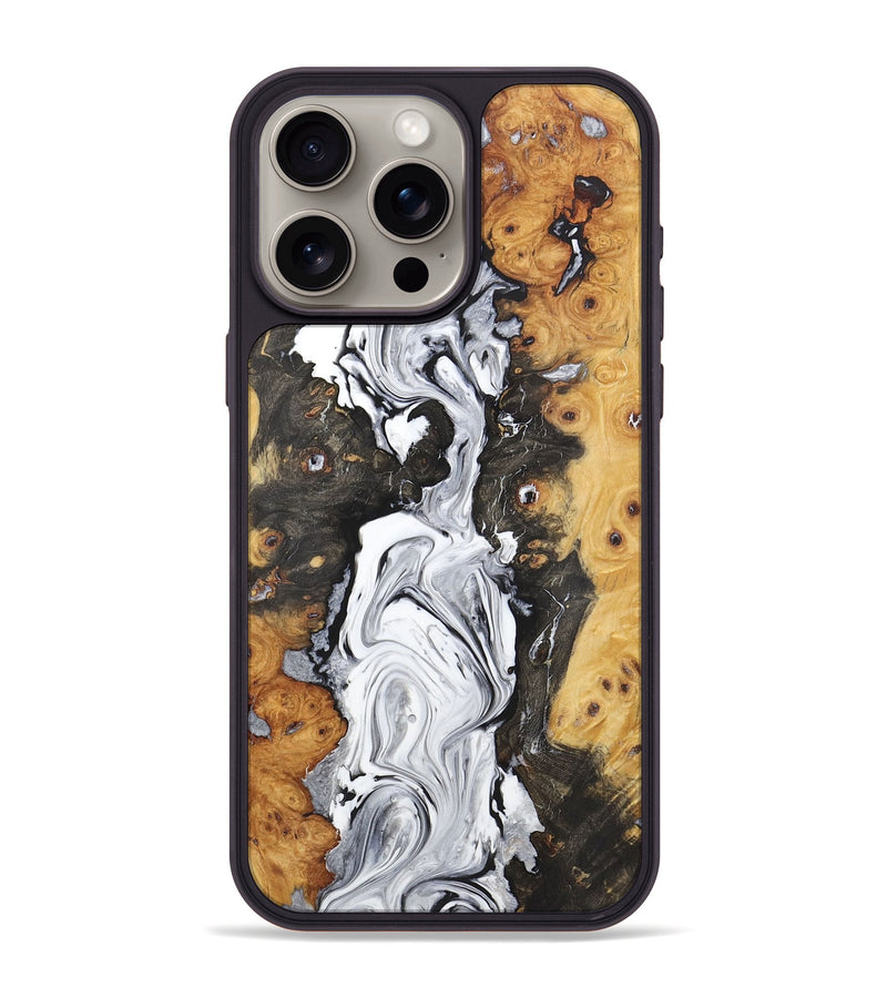 iPhone 15 Pro Max Wood+Resin Phone Case - Eunice (Black & White, 722194)