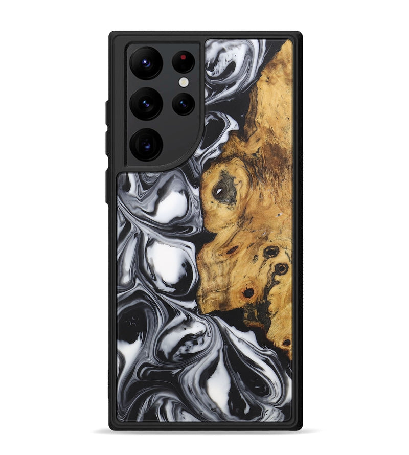 Galaxy S22 Ultra Wood+Resin Phone Case - Ximena (Black & White, 722195)