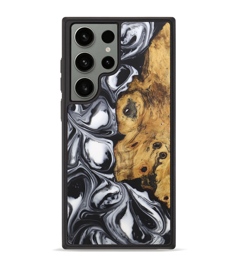 Galaxy S23 Ultra Wood+Resin Phone Case - Ximena (Black & White, 722195)