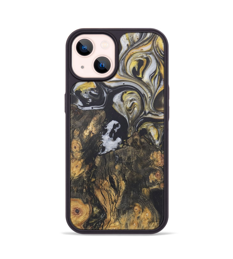 iPhone 14 Wood+Resin Phone Case - Sutton (Black & White, 722196)