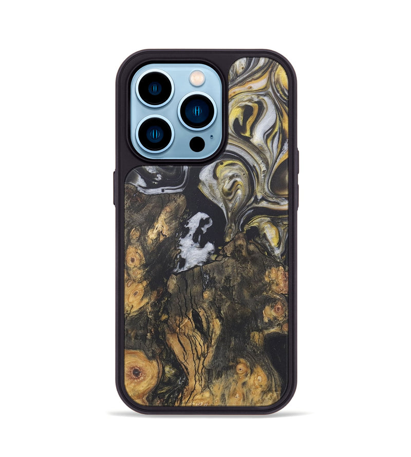 iPhone 14 Pro Wood+Resin Phone Case - Sutton (Black & White, 722196)