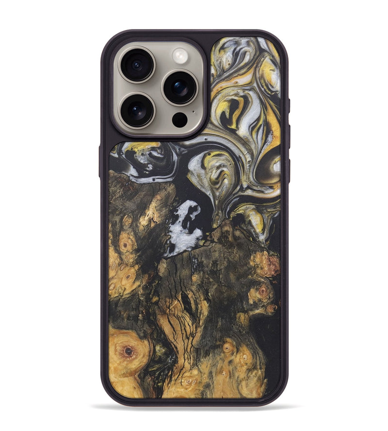 iPhone 15 Pro Max Wood+Resin Phone Case - Sutton (Black & White, 722196)