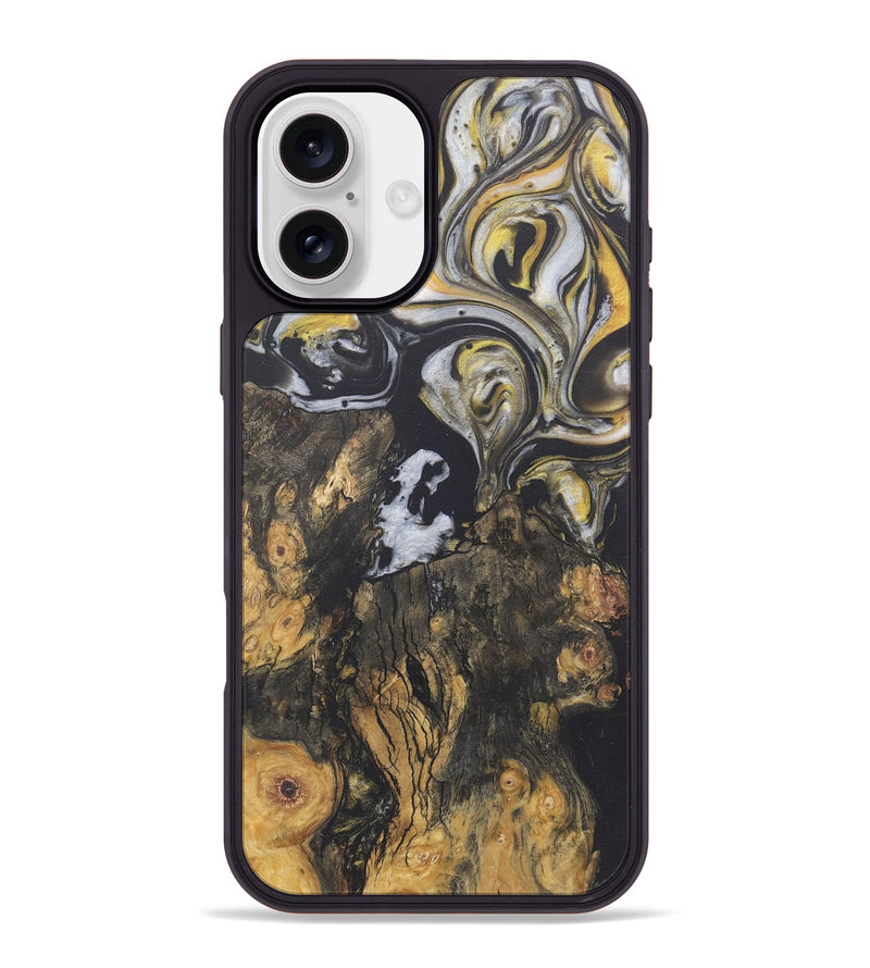 iPhone 16 Plus Wood+Resin Phone Case - Sutton (Black & White, 722196)