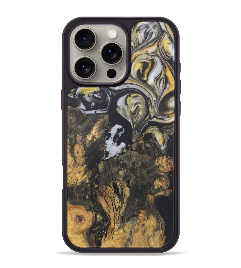 iPhone 16 Pro Max Wood+Resin Phone Case - Sutton (Black & White, 722196)