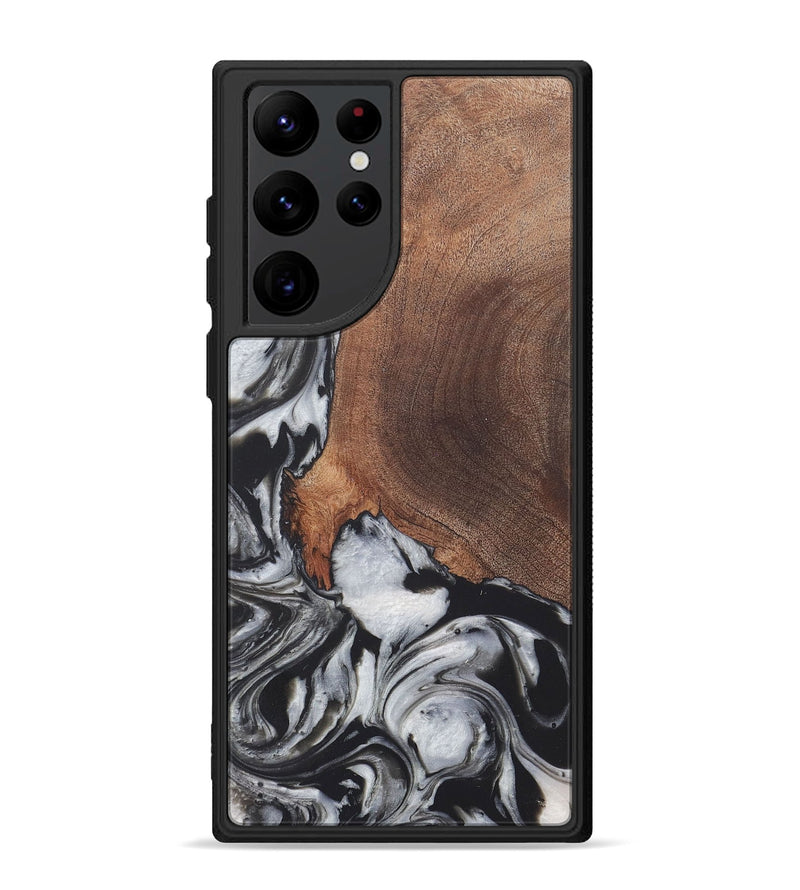 Galaxy S22 Ultra Wood+Resin Phone Case - Russell (Black & White, 722197)