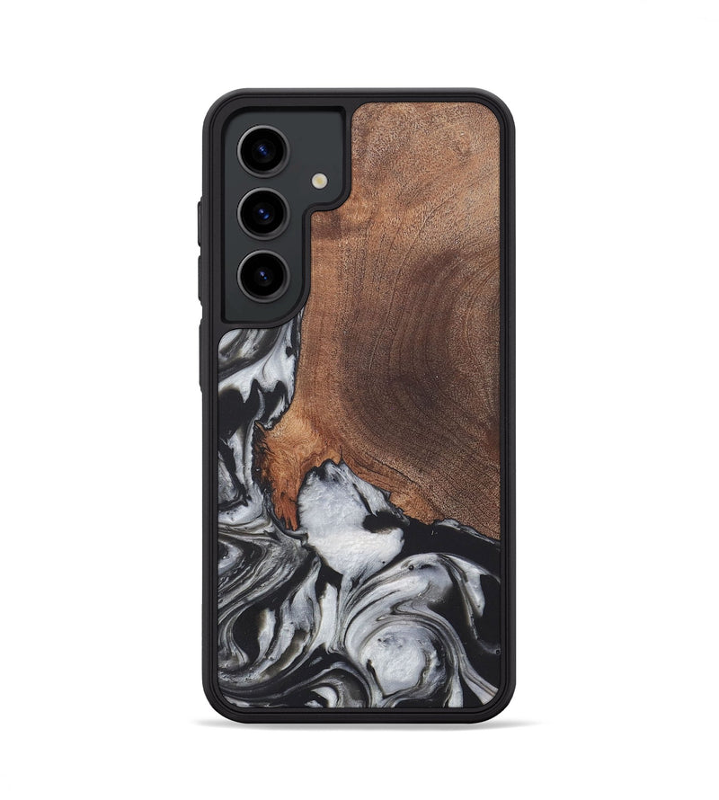 Galaxy S24 Wood+Resin Phone Case - Russell (Black & White, 722197)