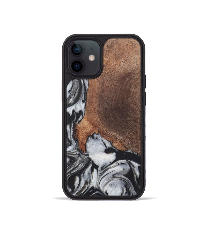 iPhone 12 mini Wood+Resin Phone Case - Russell (Black & White, 722197)