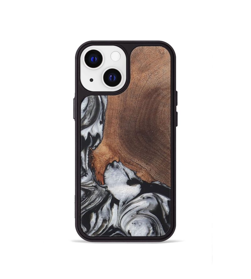 iPhone 13 mini Wood+Resin Phone Case - Russell (Black & White, 722197)