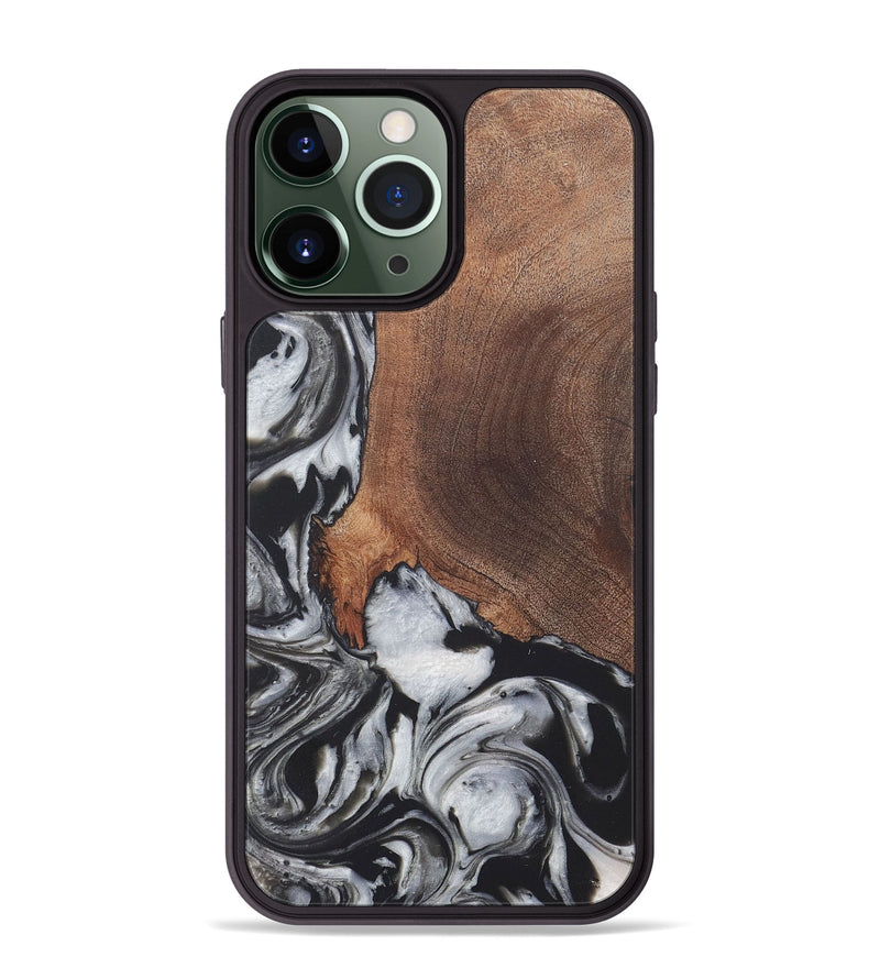 iPhone 13 Pro Max Wood+Resin Phone Case - Russell (Black & White, 722197)