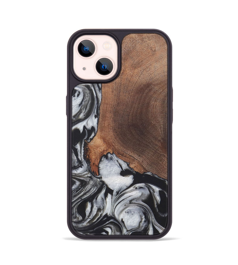 iPhone 14 Wood+Resin Phone Case - Russell (Black & White, 722197)