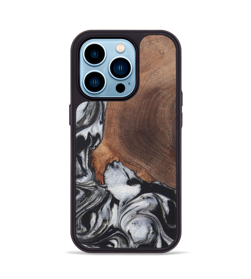 iPhone 14 Pro Wood+Resin Phone Case - Russell (Black & White, 722197)