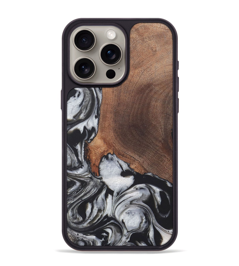 iPhone 15 Pro Max Wood+Resin Phone Case - Russell (Black & White, 722197)