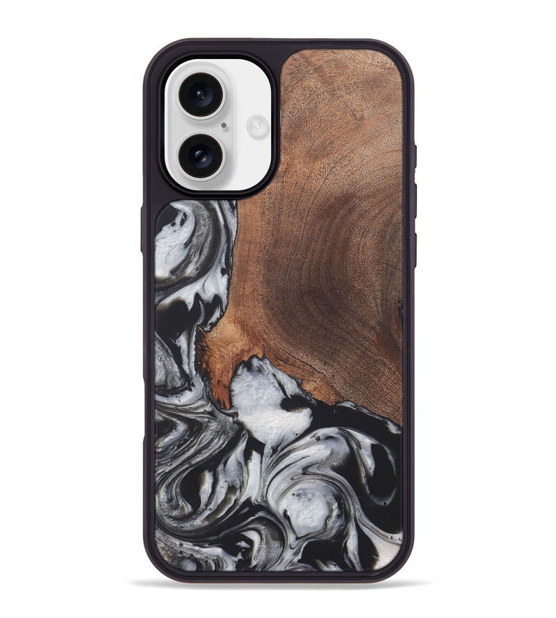 iPhone 16 Plus Wood+Resin Phone Case - Russell (Black & White, 722197)