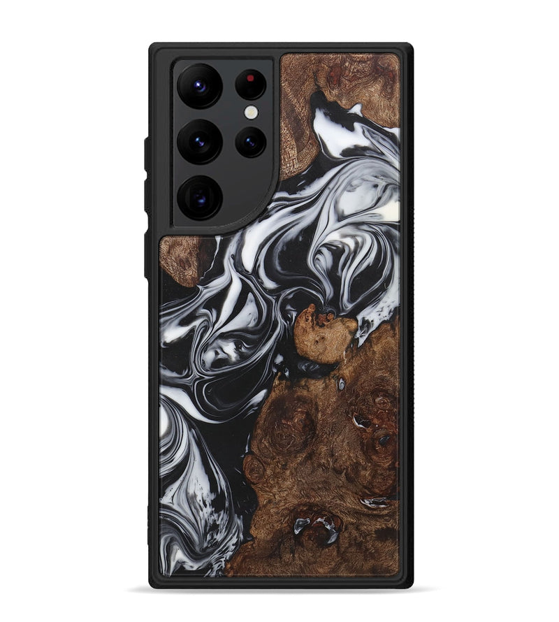 Galaxy S22 Ultra Wood+Resin Phone Case - Oaklynn (Black & White, 722198)