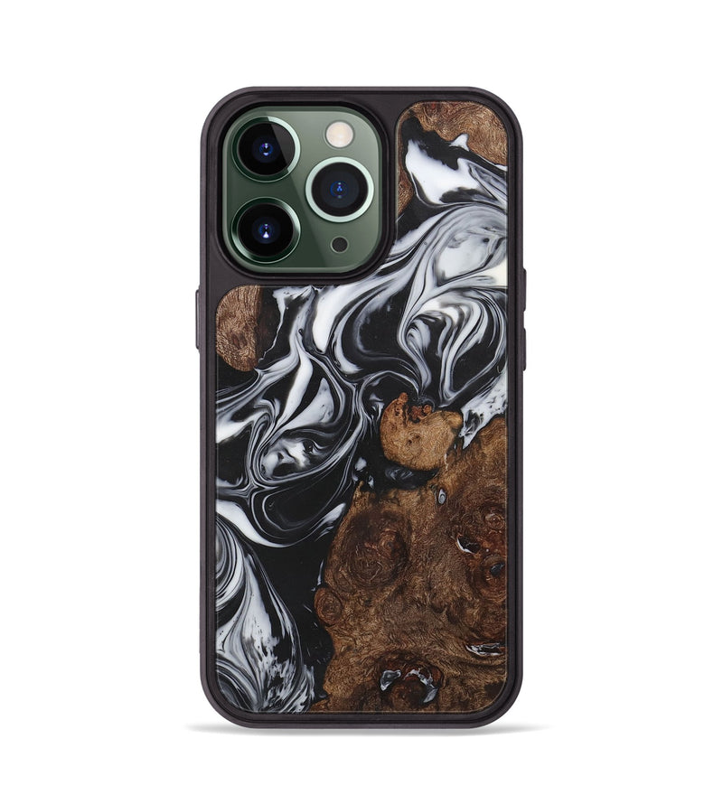 iPhone 13 Pro Wood+Resin Phone Case - Oaklynn (Black & White, 722198)