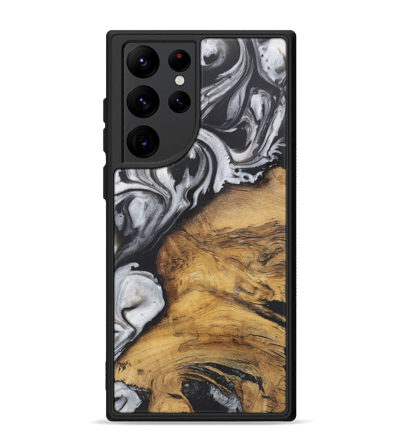 Galaxy S22 Ultra Wood+Resin Phone Case - Wilfred (Black & White, 722199)