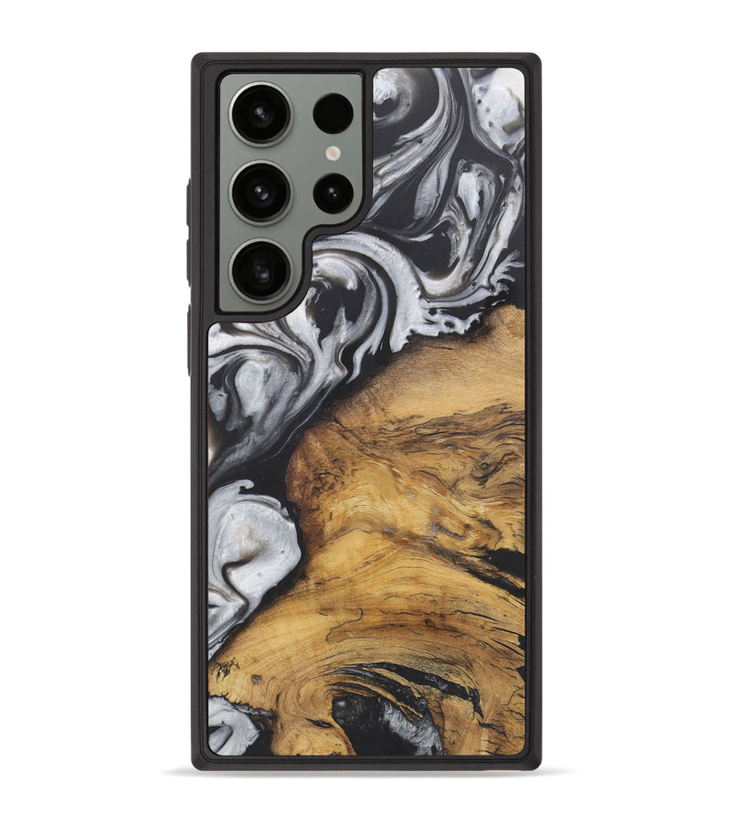 Galaxy S23 Ultra Wood+Resin Phone Case - Wilfred (Black & White, 722199)