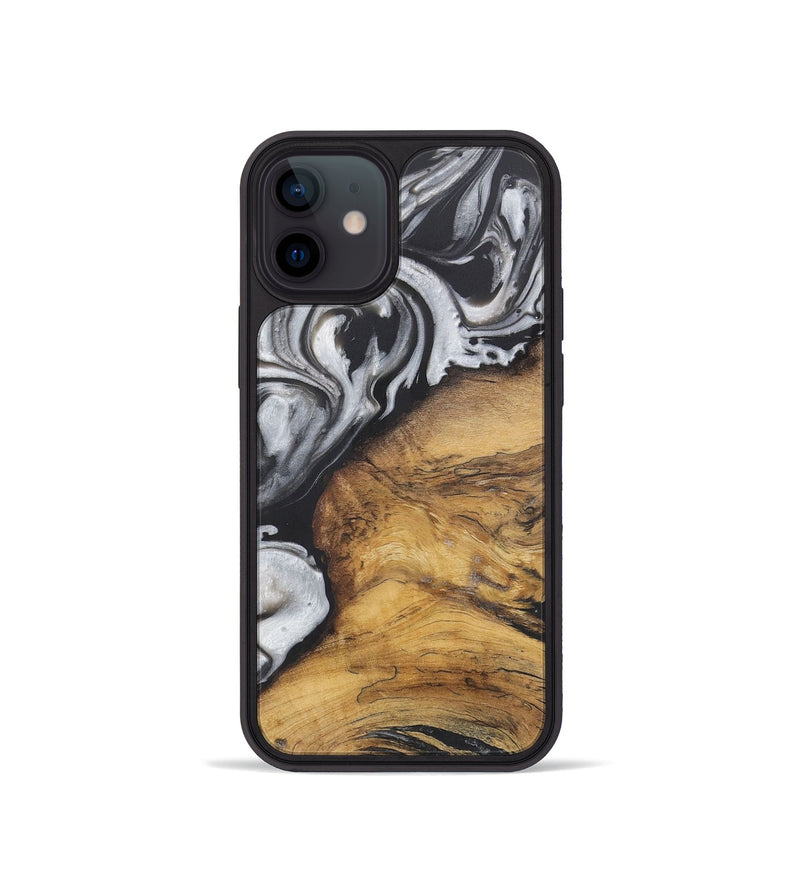 iPhone 12 mini Wood+Resin Phone Case - Wilfred (Black & White, 722199)