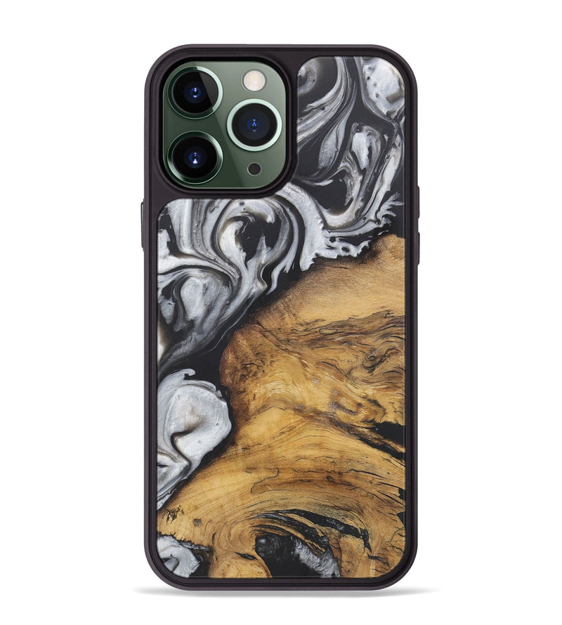 iPhone 13 Pro Max Wood+Resin Phone Case - Wilfred (Black & White, 722199)