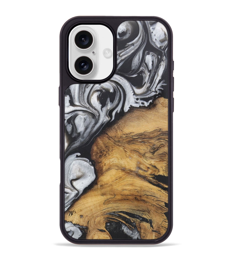 iPhone 16 Plus Wood+Resin Phone Case - Wilfred (Black & White, 722199)