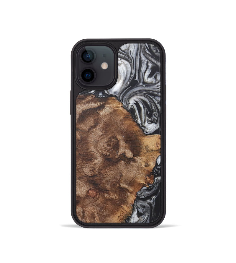 iPhone 12 mini Wood+Resin Phone Case - Adaline (Black & White, 722200)