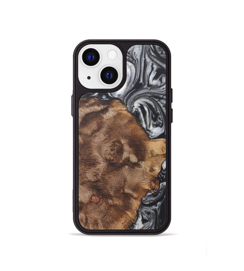 iPhone 13 mini Wood+Resin Phone Case - Adaline (Black & White, 722200)