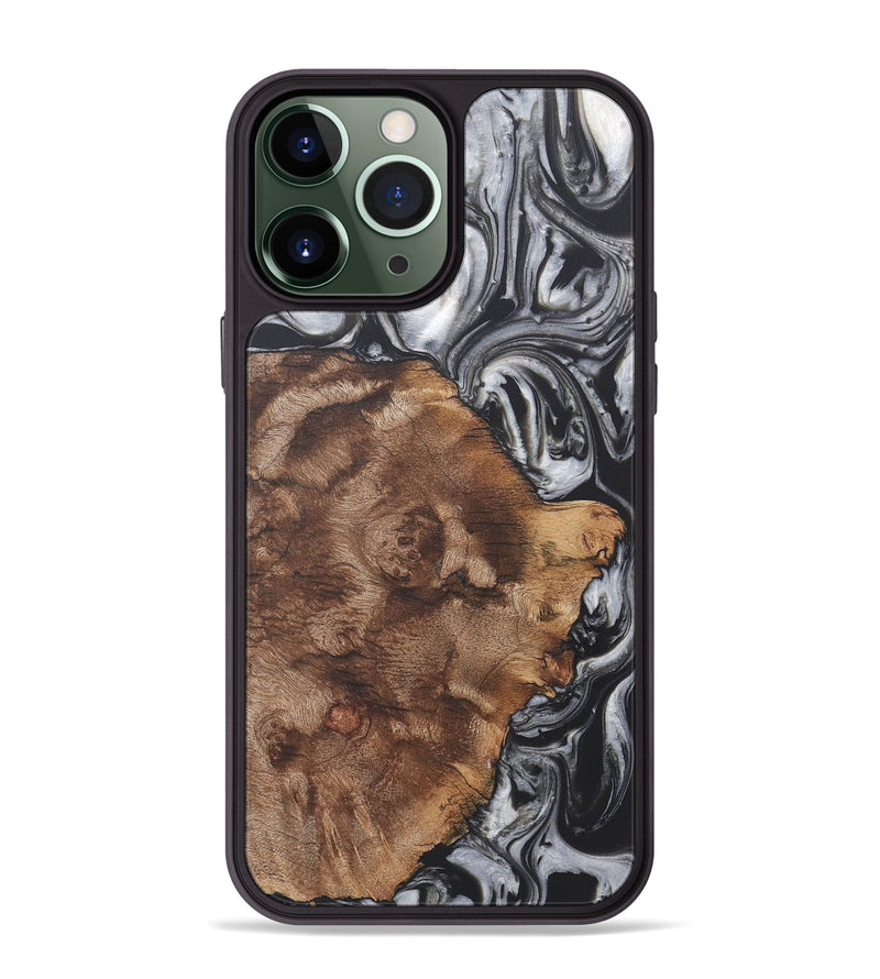 iPhone 13 Pro Max Wood+Resin Phone Case - Adaline (Black & White, 722200)