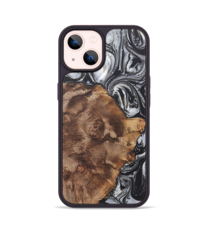 iPhone 14 Wood+Resin Phone Case - Adaline (Black & White, 722200)