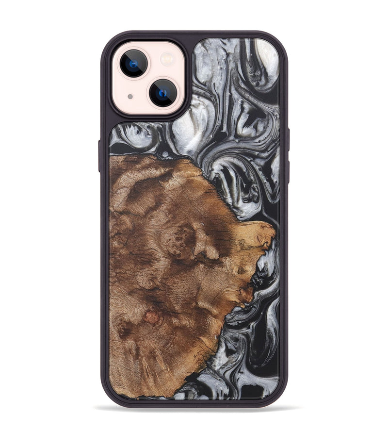 iPhone 14 Plus Wood+Resin Phone Case - Adaline (Black & White, 722200)