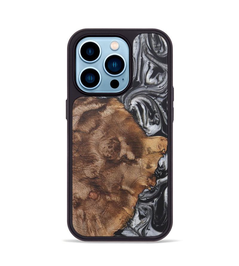 iPhone 14 Pro Wood+Resin Phone Case - Adaline (Black & White, 722200)