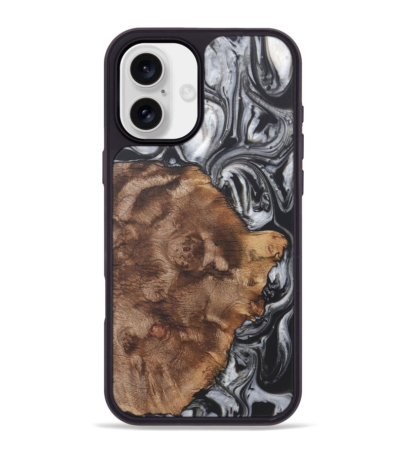 iPhone 16 Plus Wood+Resin Phone Case - Adaline (Black & White, 722200)