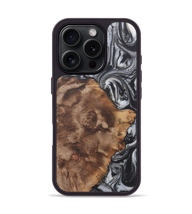 iPhone 16 Pro Wood+Resin Phone Case - Adaline (Black & White, 722200)