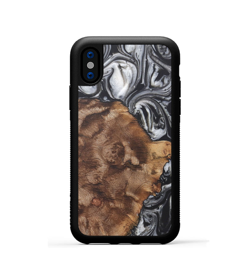 iPhone Xs Wood+Resin Phone Case - Adaline (Black & White, 722200)